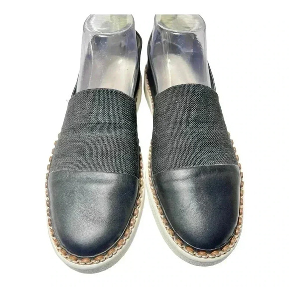 Via Spiga Women’s Ora Slip On Platform Sneakers BLK and White Size 8.5 Preowned - Picture 9 of 10